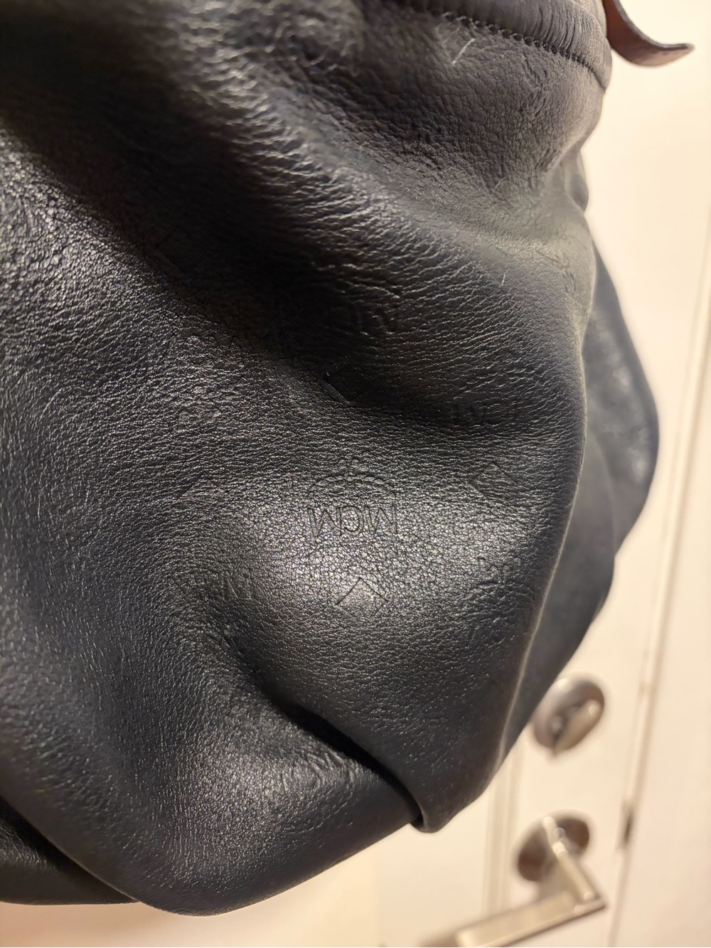 MCM Black Leather Tote with Brown Handles and Strap - Picture 7 of 17